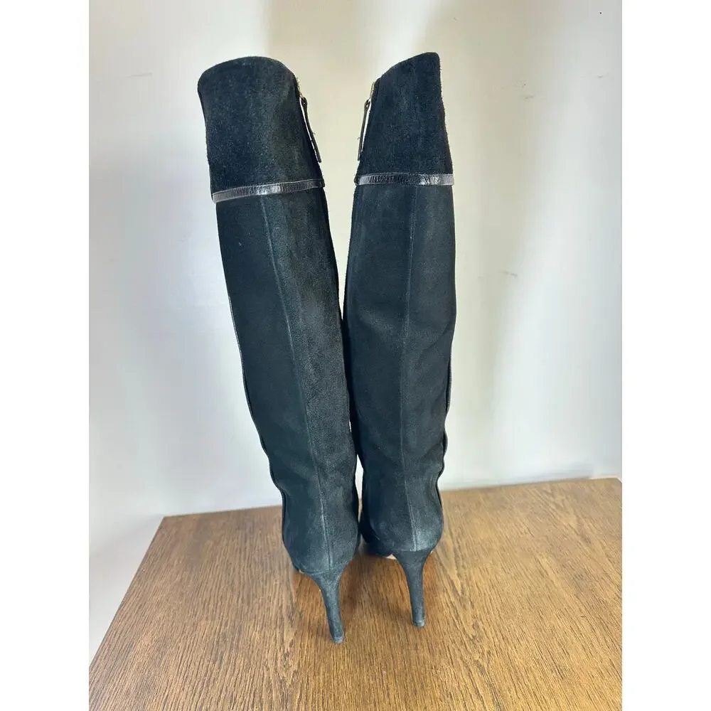 KATE SPADE Black Suede Knee High Heel Boots womans‎ 7 B